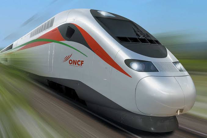 Morocco's Al Boraq high-speed train on the Casablanca–Tangier corridor, representing the intercity rail network supporters will use to reach 2030 host cities.