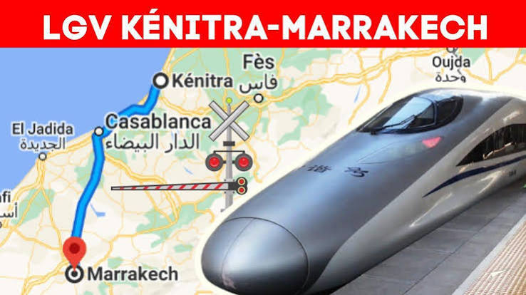 Construction work on the Kenitra–Marrakech high-speed rail extension in Morocco.