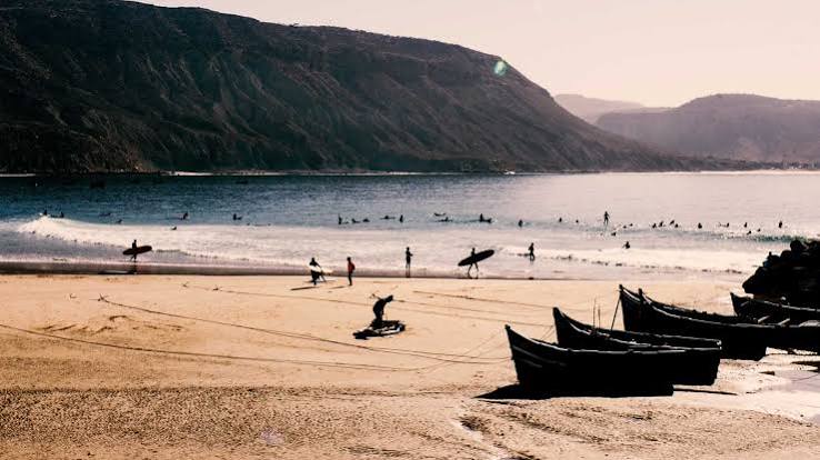 Taghazout surf coast near Agadir — Morocco's most internationally recognized surf destination on the southern Atlantic