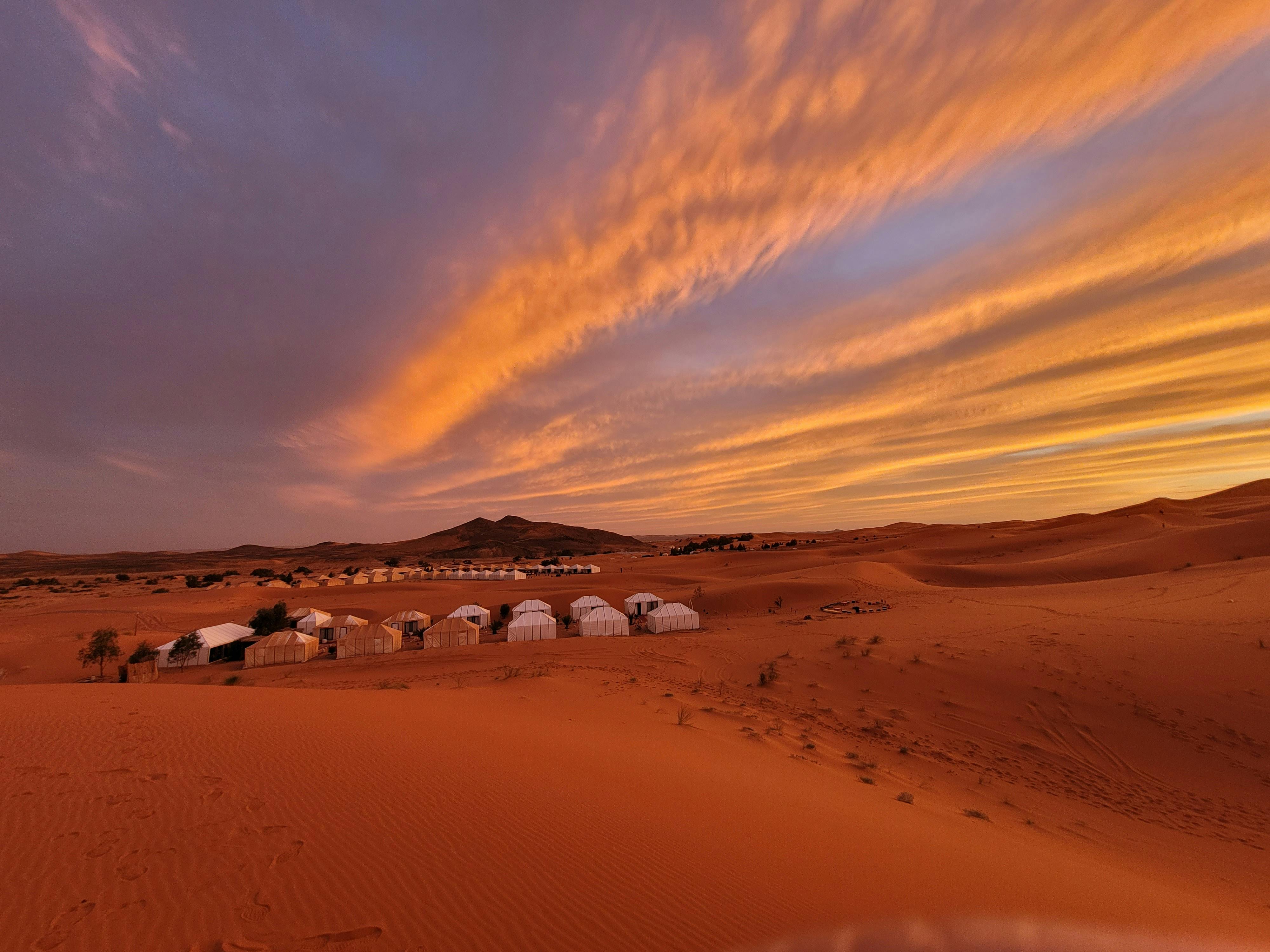 Luxury desert bivouac camp Morocco Sahara
