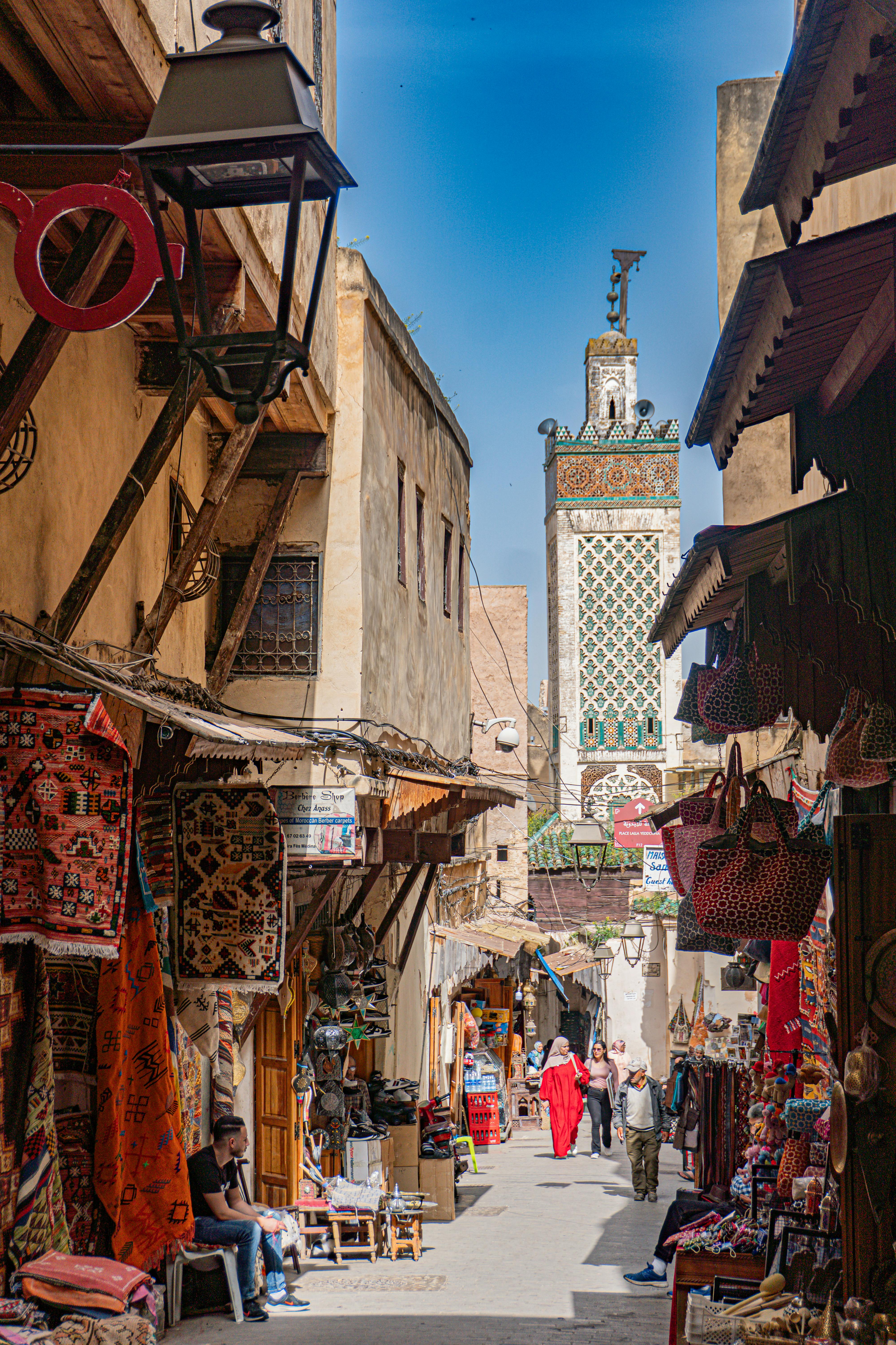 Ancient souks and medina streets of Fes el-Bali
