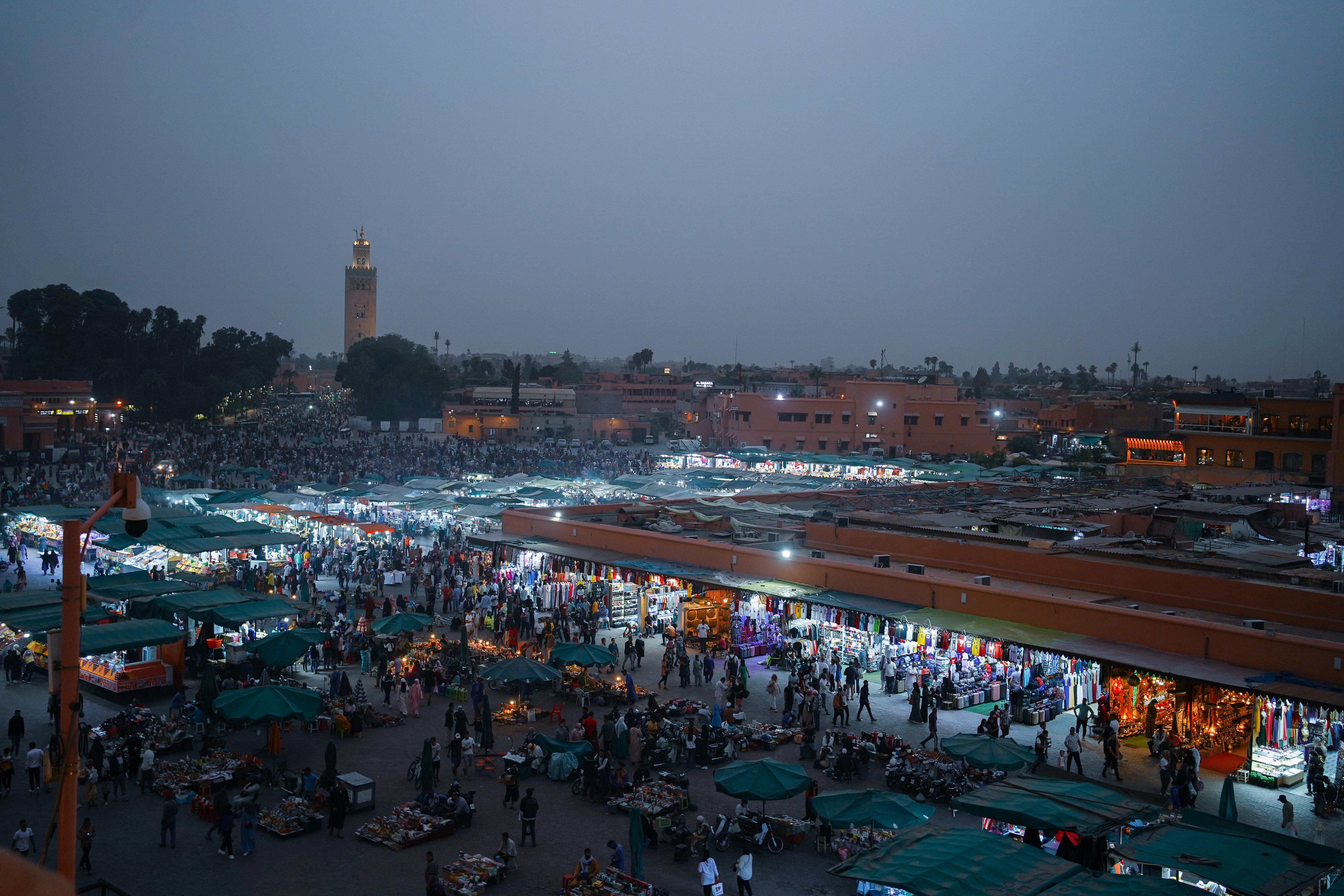Jemaa el-Fna square at sunset, Marrakech